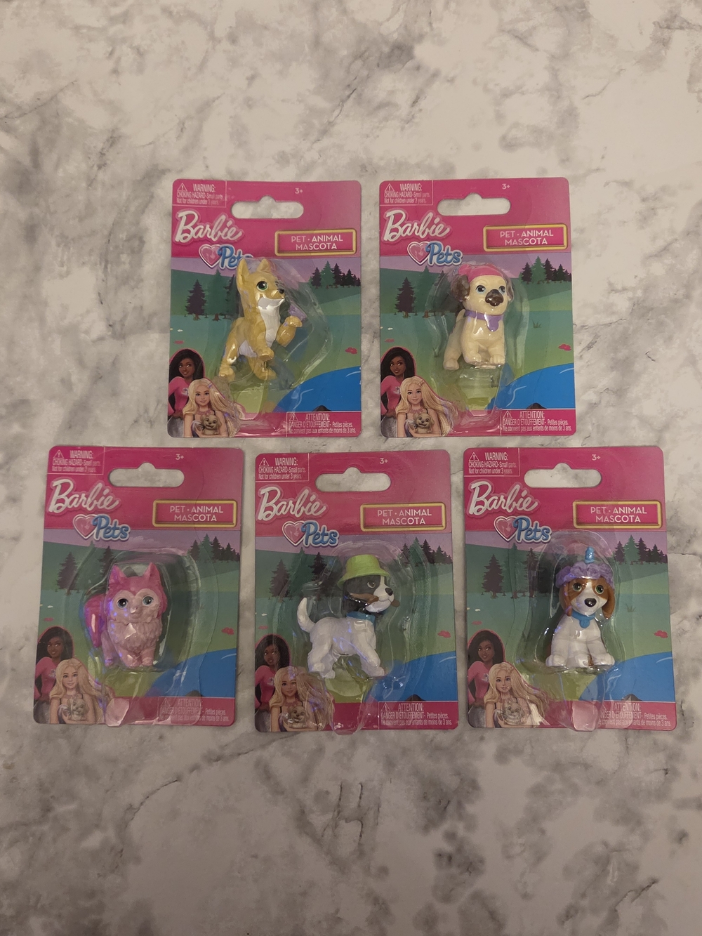 Barbie Pets Assorted Mini Pet Figures Bundle of 5 - Pink